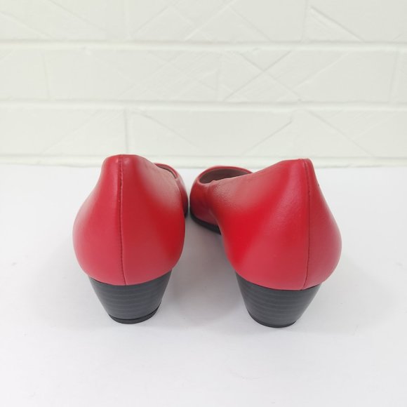 Zeddea Red Sheep Leather Bienvenida Round Toe Block Heel Cabin Shoes Comfort 6 - Picture 4 of 11